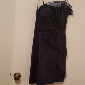 Blue dress, strapless